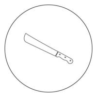 machete o icono negro de cuchillo grande en ilustración de vector de círculo aislado.