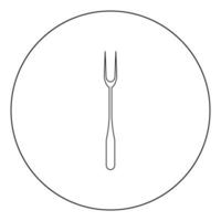 Large Fork black icon in circle vector illustration isolated .