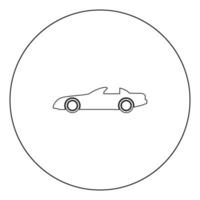 icono negro del coche en la ilustración de vector de círculo aislado.