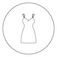 Sundress combination or nightie black icon in circle vector illustration isolated .