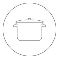 Saucepan black icon in circle vector illustration isolated .