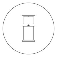 Terminal stand with touch screen black icon in circle vector illustration isolated .