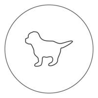 icono de cachorro color negro en círculo vector