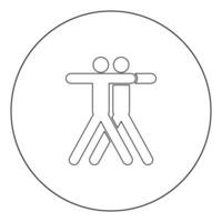 Two people embracing icon black color in circle vector