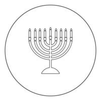 Menorah for Hanukkah icon black color in circle vector