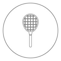 icono de raqueta de tenis color negro en círculo vector