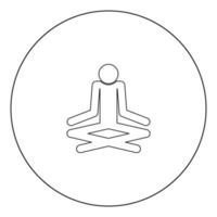 icono de palo de yoga hombre color negro en círculo vector