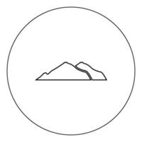 Mountain icon black color in circle vector