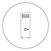 Computer case or system unit icon black color in circle vector