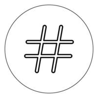 icono de hashtag color negro en círculo vector