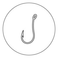 Fish hook icon black color in circle vector illustration isolated
