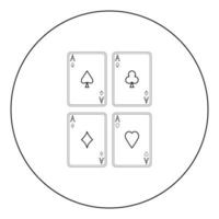 Playing cards icon black color in circle vector illustration isolated