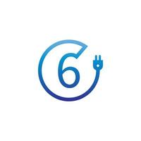 Power cable forming number 6 logo vector