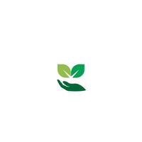 Hand green leaf logo icon vector