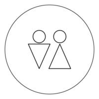 Man and woman icon black color in circle vector illustration isolated