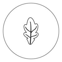 Oak leaf icon black color in circle vector illustration isolated