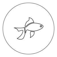 Fish icon black color in circle vector illustration isolated