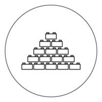 Building block icon black color in circle vector illustration isolated