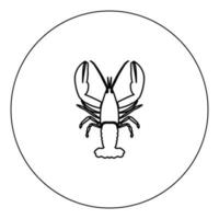 Craw fish icon black color in circle vector illustration isolated