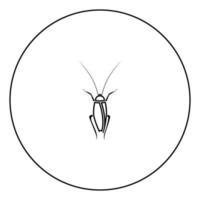 icono de cucaracha color negro en círculo vector