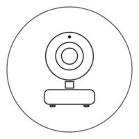 Icono de cámara web color negro en círculo ilustración vectorial aislado vector