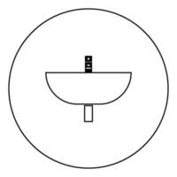 icono de lavabo de color negro en círculo vector