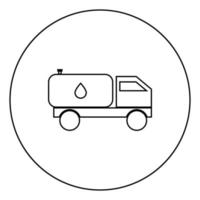 Cistern truck icon black color in circle vector