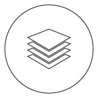 Sign list or pile of papers icon black color in circle vector