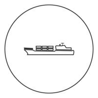 icono de barco mercante color negro en círculo