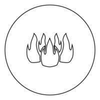 Fire icon black color in circle vector