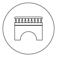 icono de puente color negro en círculo vector