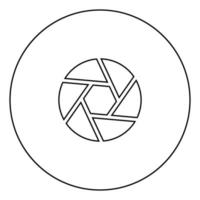 Camera lens shutter icon black color in circle vector