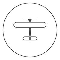 Biplane icon black color in circle vector