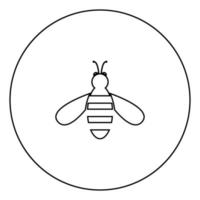 icono de abeja color negro en círculo vector