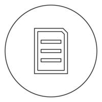 Document sheet black icon in circle outline vector