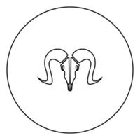 Goat head skull black icon in circle outline vector