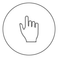 Pixel hand black icon in circle outline vector