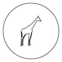 Giraffe black icon in circle outline vector