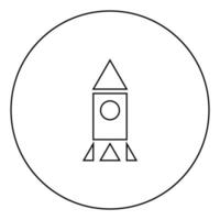 Rocket black icon in circle outline vector
