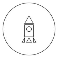 Rocket black icon in circle outline vector