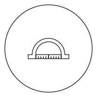 Protractor black icon in circle outline vector