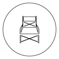 Folding chair black icon in circle outline vector