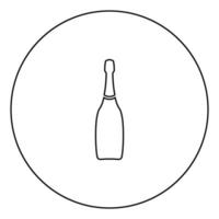 Champagne black icon in circle outline vector