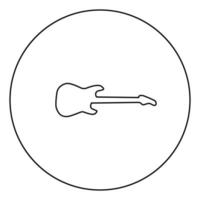 Electric guitar black icon in circle outline vector