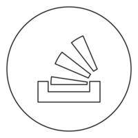 Stacking in the tray black icon outline in circle image vector