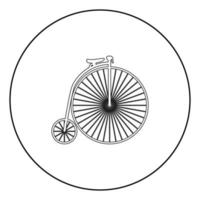 Retro bicycle black icon outline in circle image vector