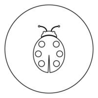 Ladybird black icon outline in circle image vector