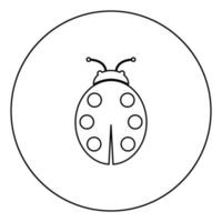 Ladybird black icon outline in circle image vector