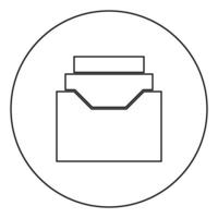 Documents archieve or drawer black icon outline in circle image vector