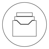 Documents archieve or drawer black icon outline in circle image vector